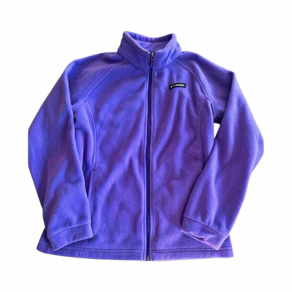 Columbia Purple Unisex Kids Fleece Jacket Polyester Full Zip Pockets XL